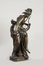 Ernest Albert Carrier-Belleuse (1824-1887)
« Mélodie »
Sujet en bronze à double...