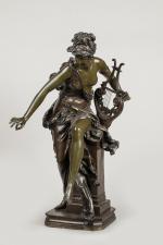 Ernest Albert Carrier-Belleuse (1824-1887)
« Mélodie »
Sujet en bronze à double...