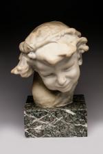 Jacques-Louis Villeneuve (1868-1933
« Bacchus enfant »
Buste en marbre blanc sur...