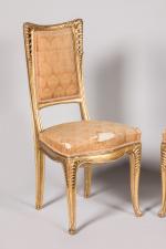 Louis Majorelle (1859-1926)
Paire de chaises en bois doré mouluré et...