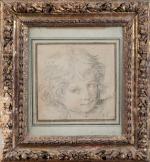 Ecole bolonaise du XVIIème siècle. Portrait de jeune enfant. Pierre...