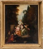 Nicolas LANCRET (1690-1743), suiveur de. Scène galante dans un parc...