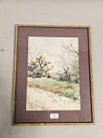 Donatien ROY (1854-1960) "Maison dans les marais" Aquarelle signée en...