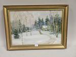 V. Karpov (XXe) "Traineau dans un paysage d'hiver" Huile sur...