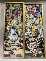 Ecole moderne 
Vase et Broc cubiste 
Paire de gouaches sur...