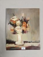 Pierre GIRRE (1921-) "Vase fleuri" huile sur toile signée en...