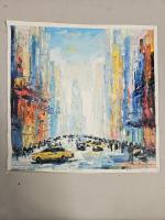 PIPO (artiste-cubain contemporain) "New York", acrylique sur toile, signée, sans...