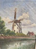 ECOLE HOLLANDAISE. 
Le moulin. 
Huile sur toile Signée en bas...