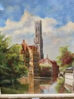 ECOLE HOLLANDAISE. 
Le canal. 
Huile sur toile Signée en bas...