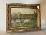 E. CREY (XIXème siècle). "Bord de rivière".
Huile sur toile.SBD
24 x...