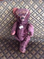 Bel ours ancien peluche marron glacé, beaux yeux anciens verre...