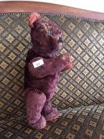 Bel ours ancien peluche marron glacé, beaux yeux anciens verre...