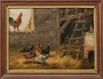 JACQUET (Ecole française fin XIXème-début XXème siècle), Poules et Coq....