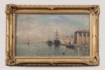 Adolphe APPIAN (1818-1898), Bateau à Marseille. Huile sur toile collée...