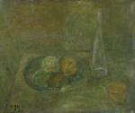 Marcelle GRATA (XXe siècle). Nature morte au flacon, 1973. Huile...