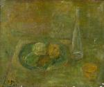 Marcelle GRATA (XXe siècle). Nature morte au flacon, 1973. Huile...