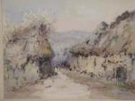 PRATX-BERNARD(1897-1980). Vieilles maisons en Auvergne.  Aquarelle sur papier. Signée...