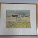 Pierre PALUE (1920-2005), paysage avec ferme, aquarelle sur papier, ...