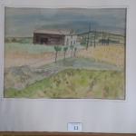 Pierre PALUE (1920-2005), paysage avec ferme, aquarelle sur papier, ...