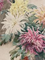 Madeleine LEMAIRE "les dahlias" 
Aquarelle sur papier signé en bas...