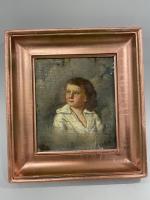 Jean Baptiste BONJOUR (1801-1882) ? 
Portrait d'enfant aux yeux bleus,...