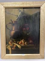 École du XIXe siècle, 
Nature morte aux choux rouges et...