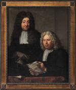 ECOLE HOLLANDAISE du XVIIIème siècle. Double portrait, la missive. Huile...