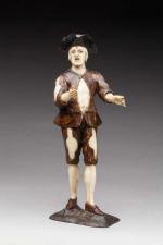 Simon TROGER (1693-1768), entourage de. Mendiant au tricorne. Sculpture en...