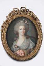 ECOLE FRANCAISE du XIXème siècle. Portrait de jeune femme au...