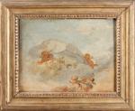 Paul BAUDRY (1828-1886), Putti dans des nuées. Papier marouflé sur...