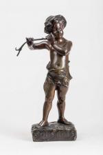 Marcel Debut (1865-1933), « Sous-bois ».Sujet en bronze à patine médaille. Signé....