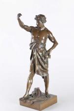 Emile Picault (1833-1915). « Per laborem ». Sujet en bronze à patine...