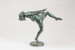 Alexandre Maspoli (1875- ?). « Danseuse », Sujet en bronze à patine verte...