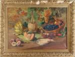 Claudius DENIS (1878- 1947). Nature morte aux fruits d'été. Huile sur...