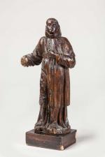 ECOLE FRANCAISE fin XVIIème-début XVIIIème siècle. Saint François. Sculpture en...