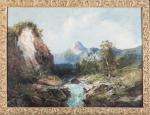 Emile GODCHAUX (1860-1938). Torrent en montagne. Huile sur toile. Signée...