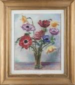 Stephane LAMARCHE (1891-1963), Jonquilles et Anémones. Pastel, signé en bas...