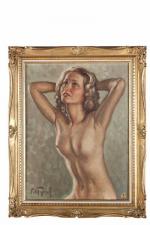 Fernand MAJOREL (1898-1965). A demi nue. Huile sur toile, signée...