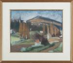 Adrien BAS (1884-1925). Paysage à Saint-Cyr. Pastel sur papier. Signé...