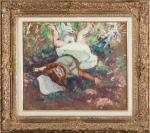 Jean PUY (1876-1960). La poupée dans le jardin. Huile sur...