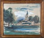 Maurice de VLAMINCK (1876-1958). Château dans un paysage. Gouache et...