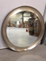 Années 1960/70 - Grand miroir rond à encadrement en métal...